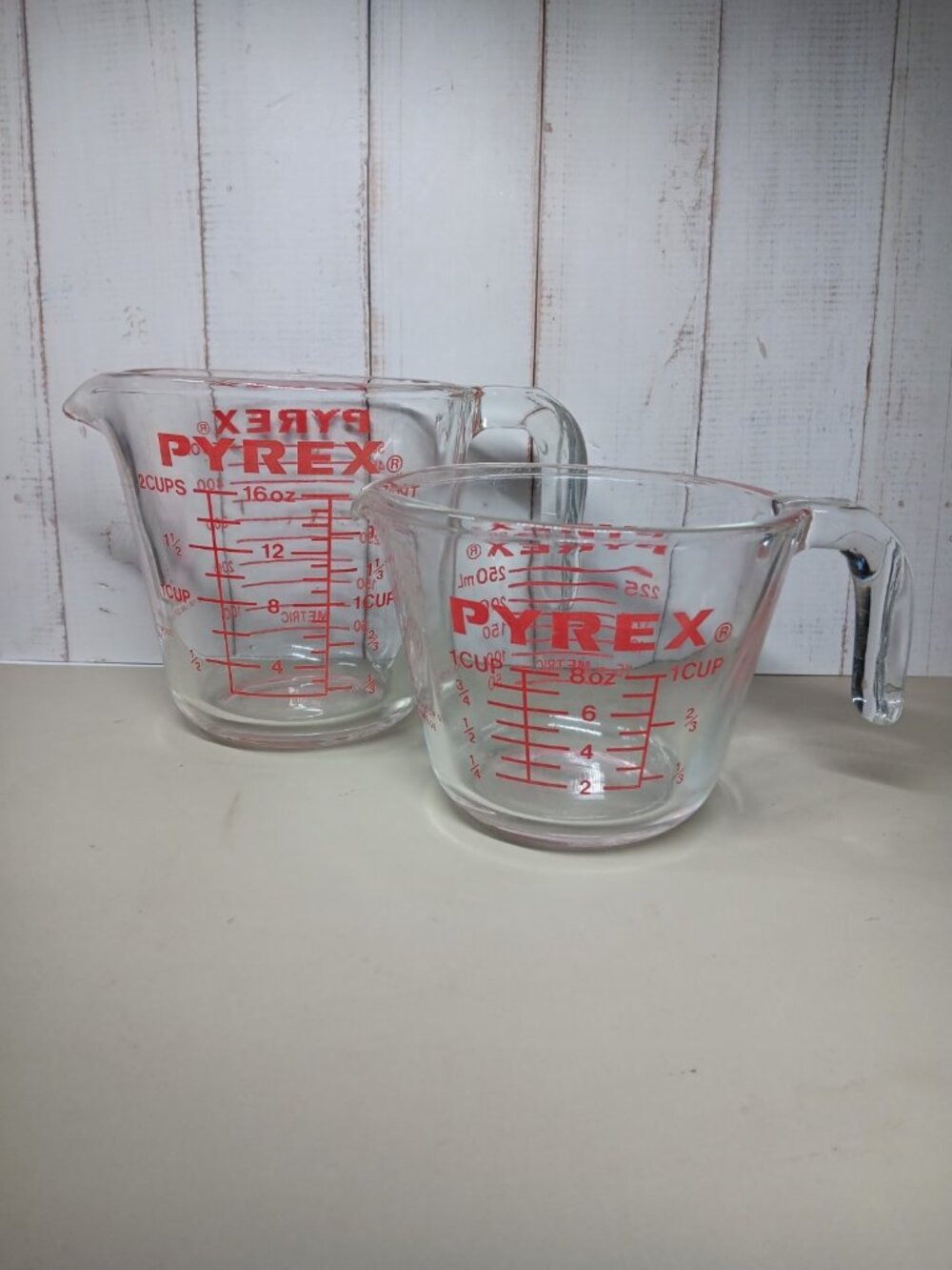 Vintage Pyrex Measuring Cup Set 2 Piece 1 Cup And 2 Cup Glass Kitchen Tool - Picture 11 of 13